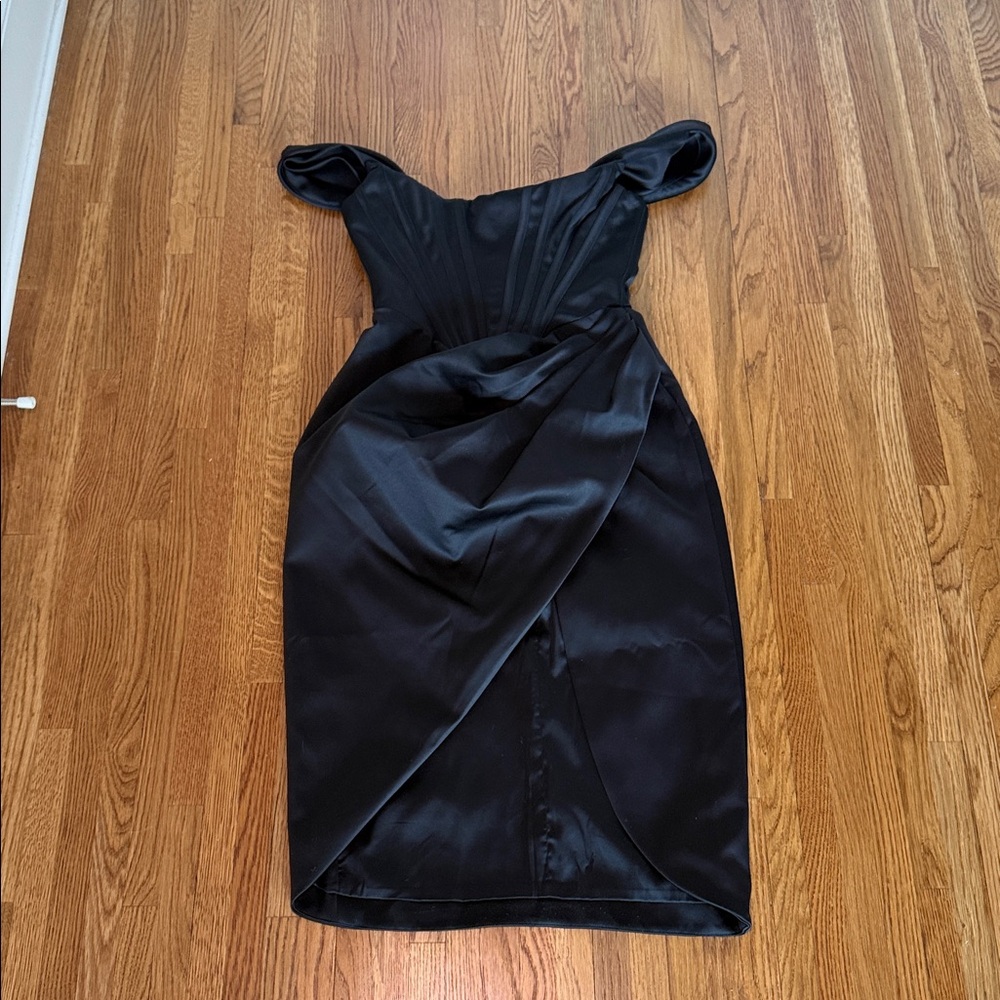 House of CB Black Draped Midi Dress
